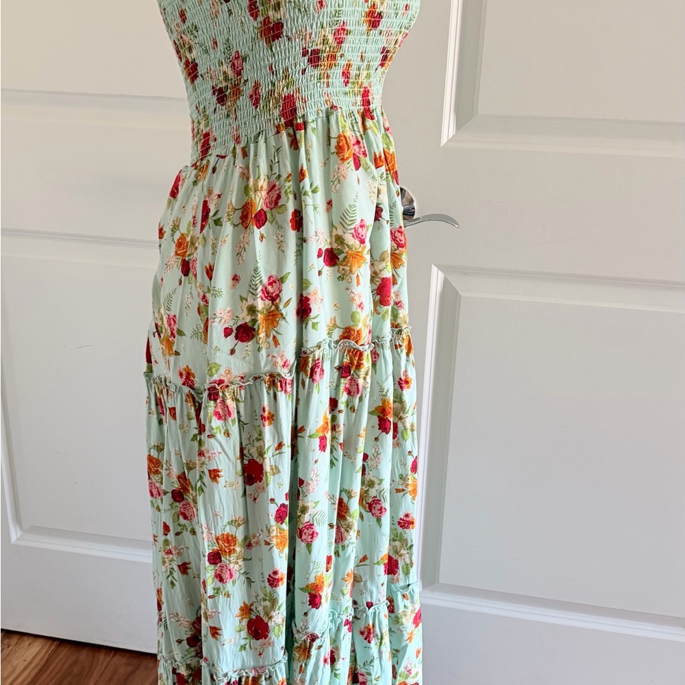 Sunday Mint Green Strapless Floral Maxi Dress - Picture 5 of 6